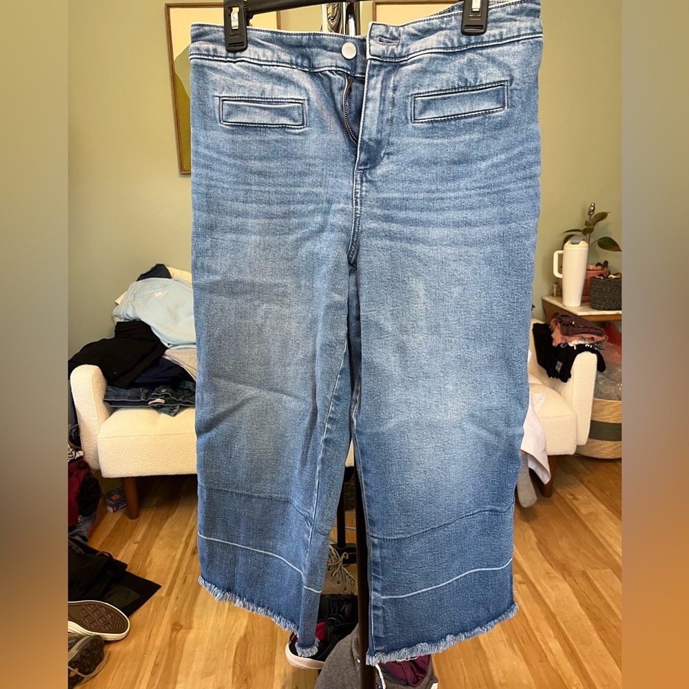 Talbots Light Wash Cropped Straight Jeans with Raw Hem